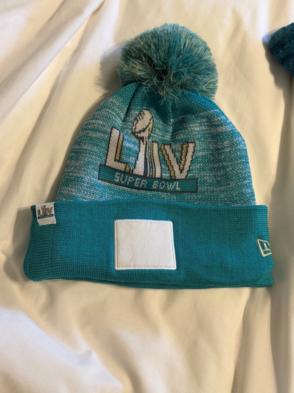 New Era unisex Teal and White Super Bowl LIV Pom Beanie